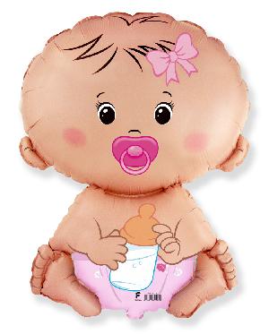 Воздушный шар 26"(65см) фигурный Фольгированный FLEXMETAL розовый (Малышка девочка), шт
