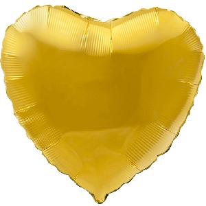 Воздушный шар 19"(48см) сердце Фольгированный AGURA золотой (Металлик Gold), шт