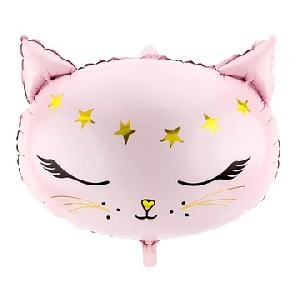 Воздушный шар 19"(48см) фигурный Фольгированный FALALI розовый (Кошка голова), шт